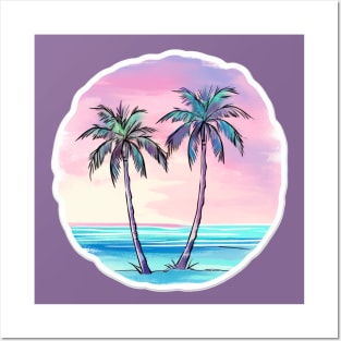 2 palm trees Posters and Art